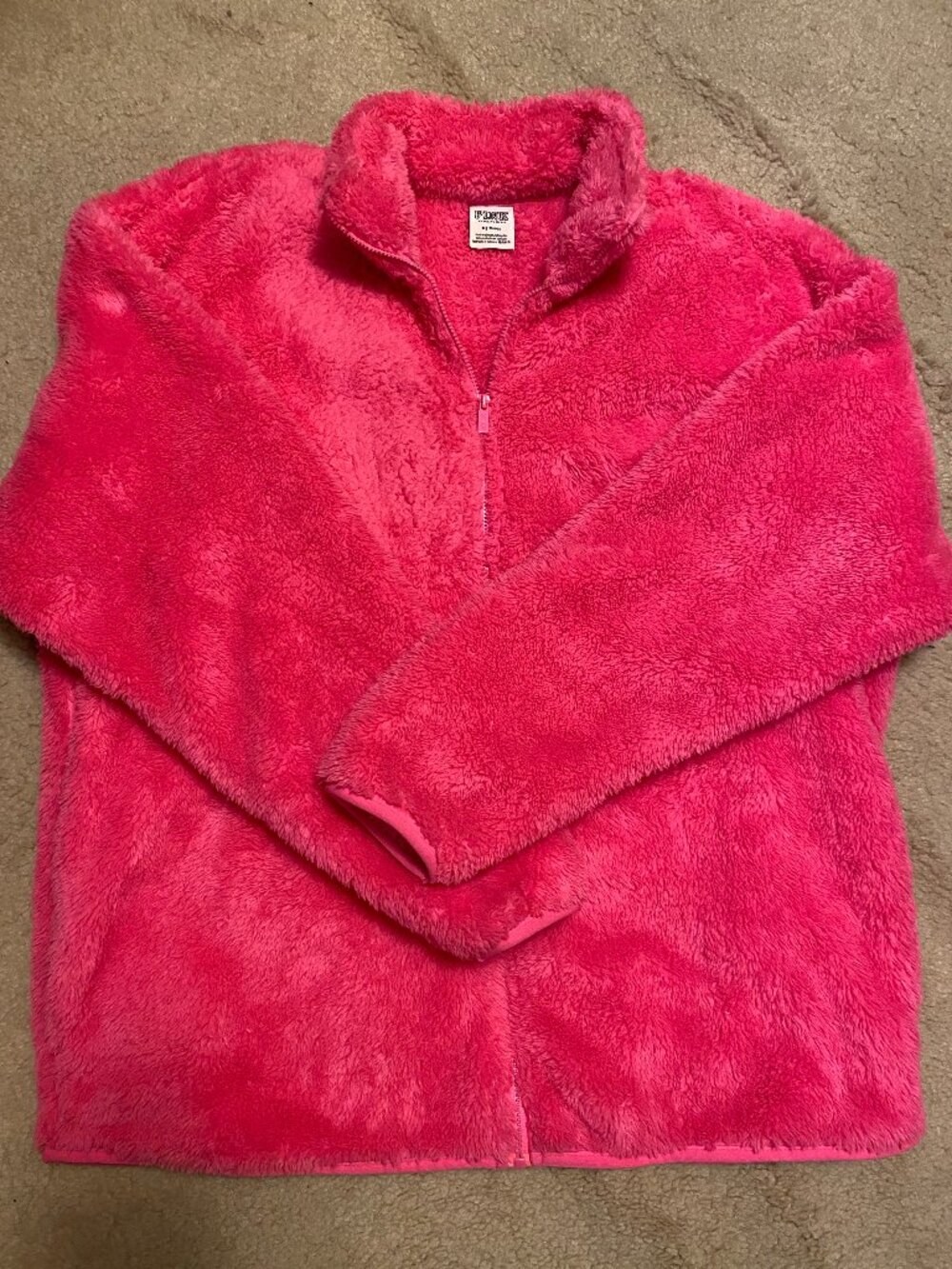 PINK Teddybear Fleece Jacket, Med, Hot Pink